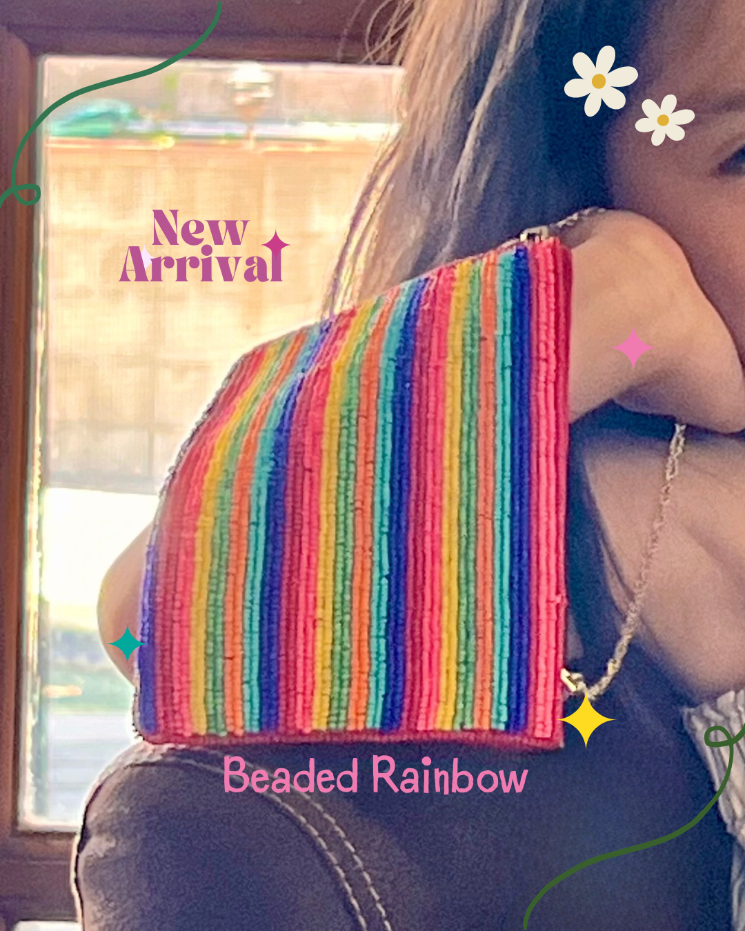 Beaded Rainbow Mini Bag