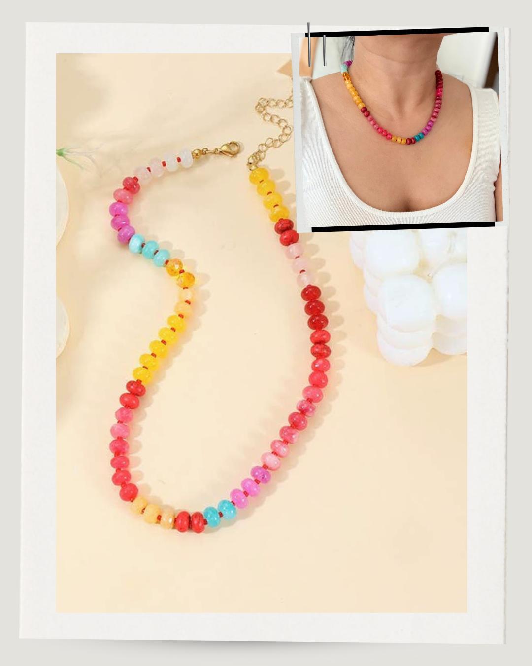 Trendy Natural Rainbow Gemstone Necklace