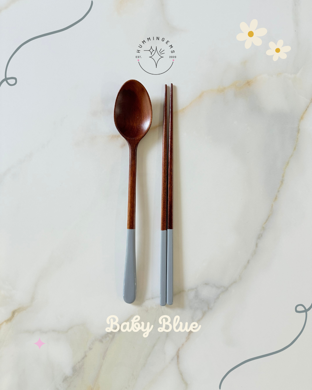 Pastel Wood Spoon & Chopstick Set